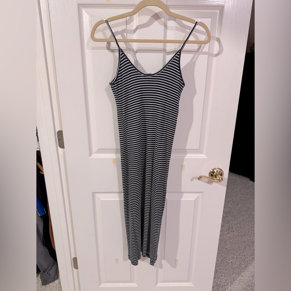 Topshop Black and White Striped Midi Dress (NWT)
